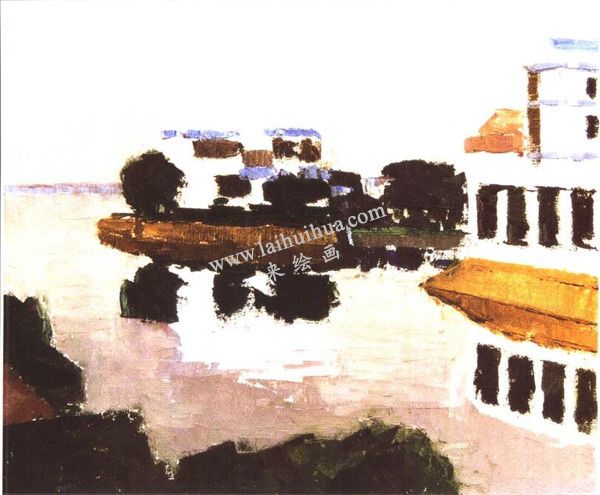 《淀山湖旁》油画的画法步骤 二