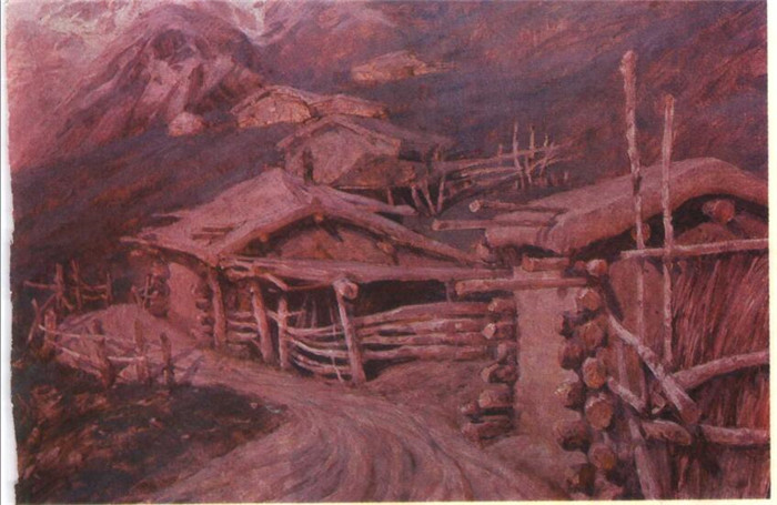高山村落画法范例步骤