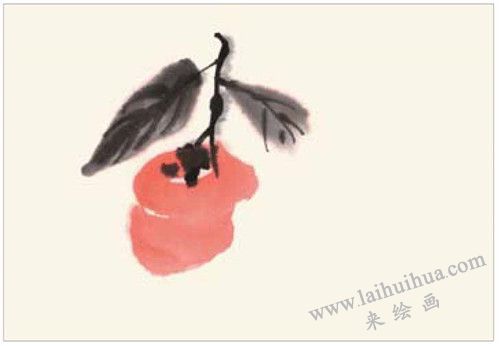 柿子和樱桃的国画画法 步骤一