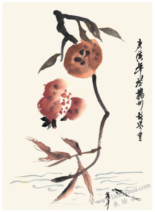 石榴的国画画法 步骤四