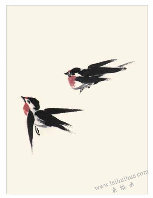 小燕子的国画画法 步骤二