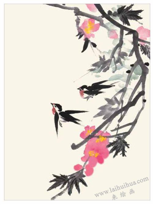 小燕子的国画画法  步骤三