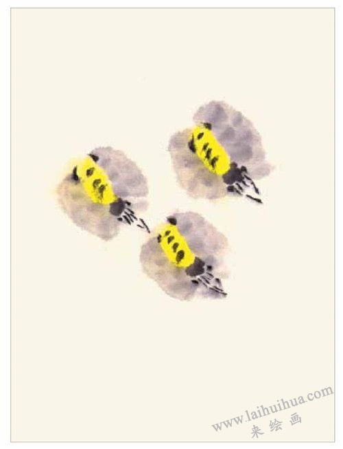 小蜜蜂的国画画法  步骤一