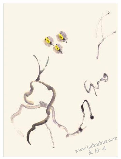 小蜜蜂的国画画法  步骤二