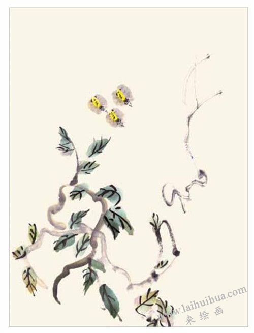 小蜜蜂的国画画法  步骤三