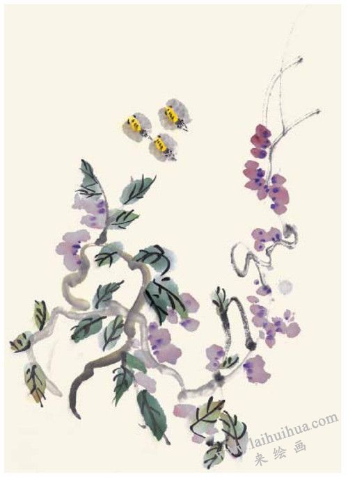 小蜜蜂的国画画法  步骤四