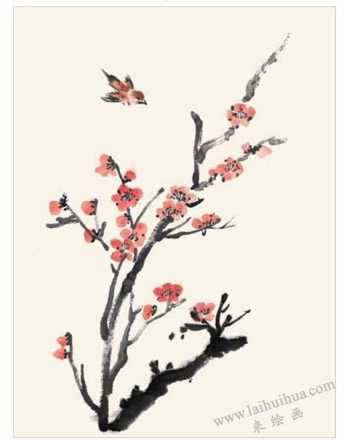 梅花的国画画法  步骤三