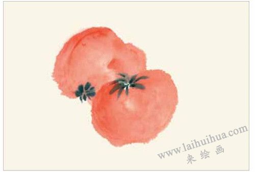 番茄与萝卜的国画画法