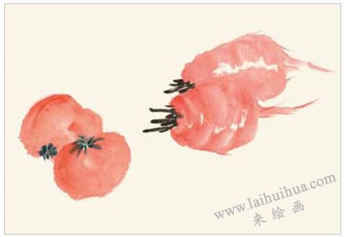 番茄与萝卜的国画画法 步骤三
