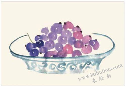 清新的果盘国画画法 步骤三