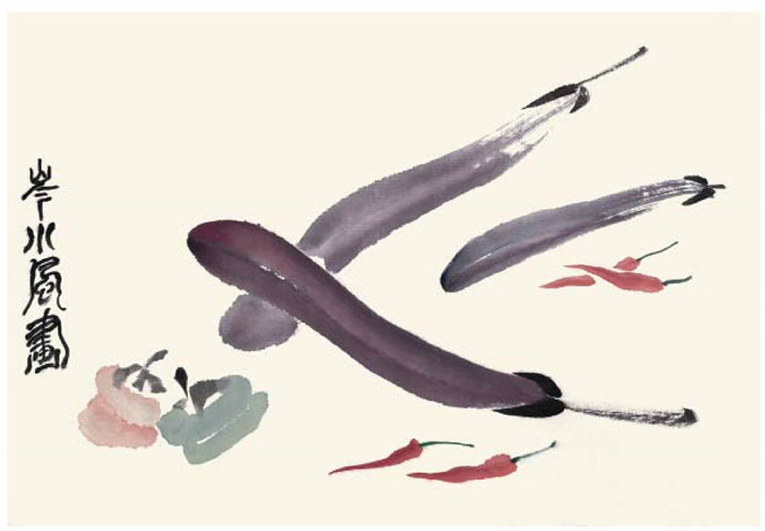 茄子的国画画法