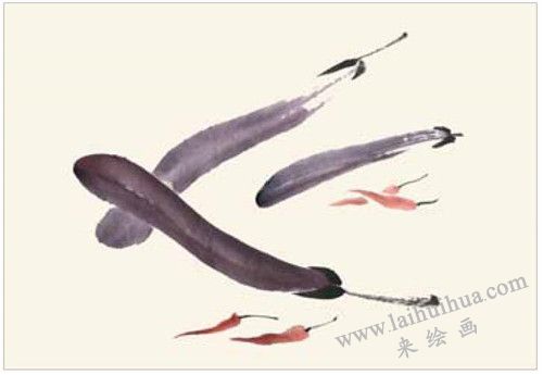 茄子的国画画法 步骤三