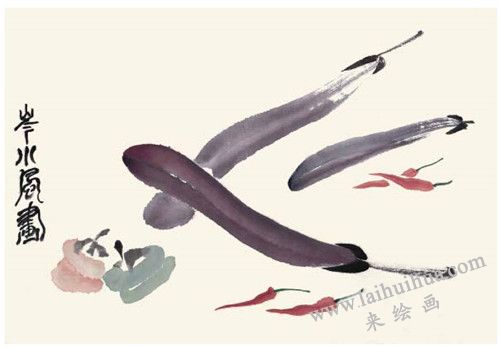 茄子的国画画法 步骤四