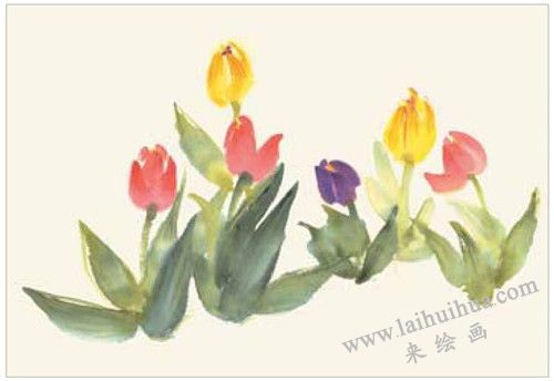 郁金香的国画画法 步骤二