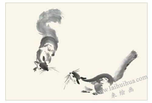 小松鼠国画的画法步骤二