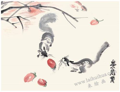 小松鼠国画的画法步骤 四