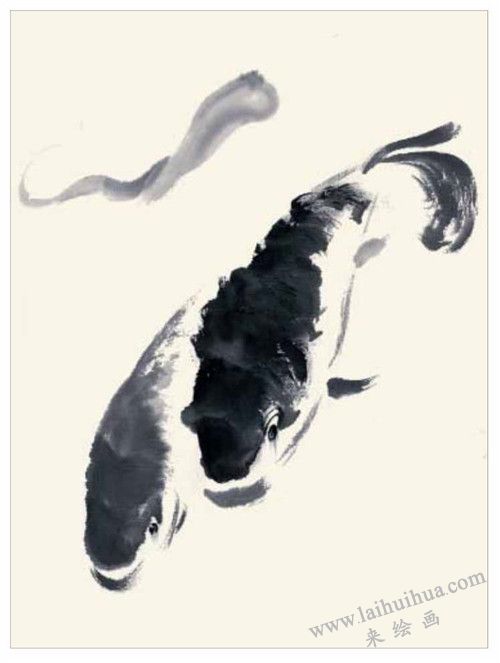鲤鱼和鲶鱼的国画画法 步骤三