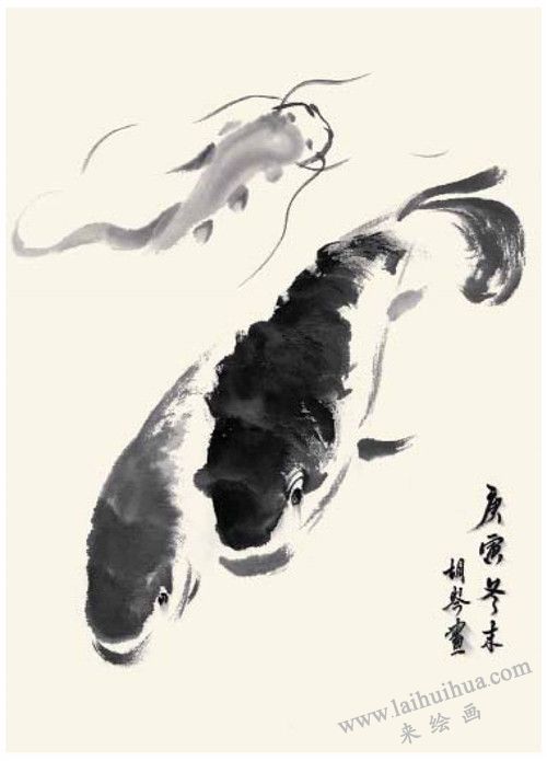 鲤鱼和鲶鱼的国画画法  步骤四