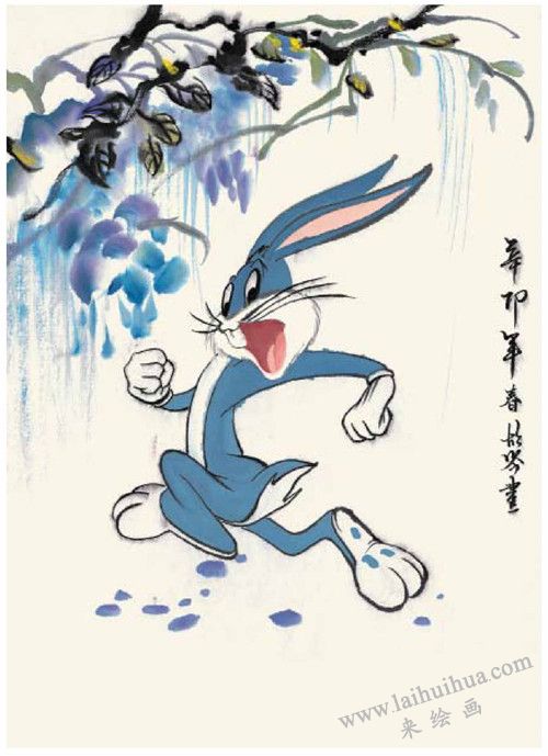调皮兔八哥的国画画法 步骤四