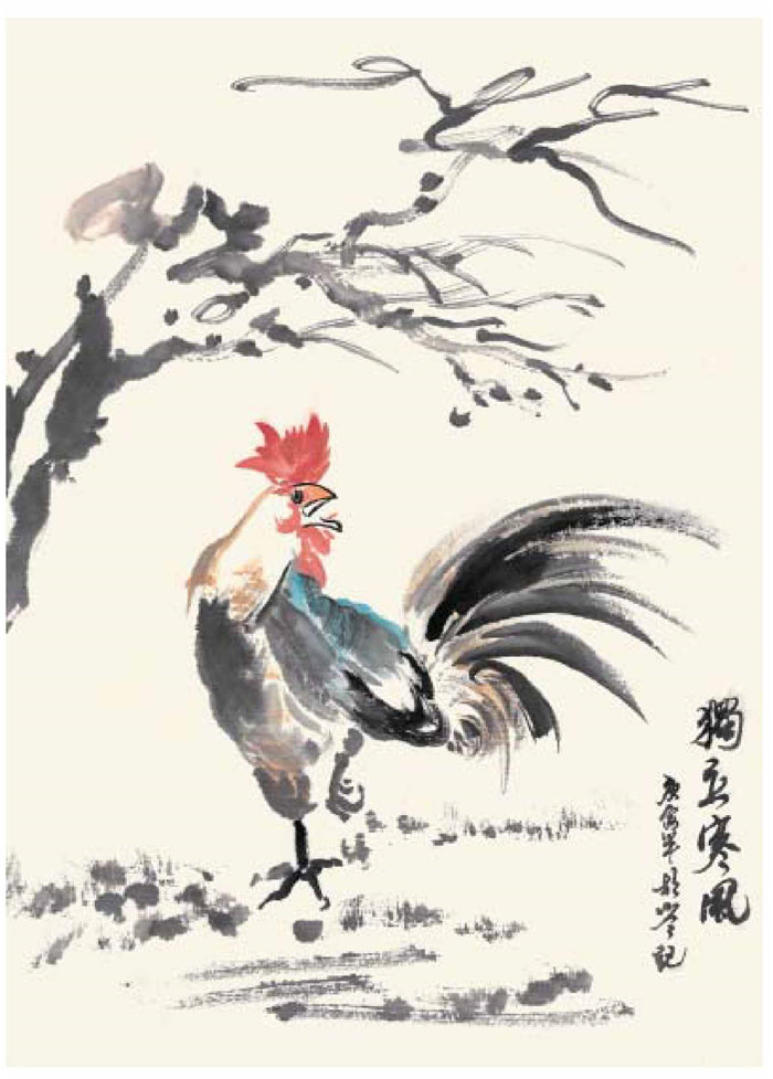 大公鸡的国画画法