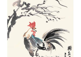 大公鸡的国画画法