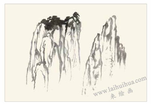 连绵的山峦国画画法  步骤一