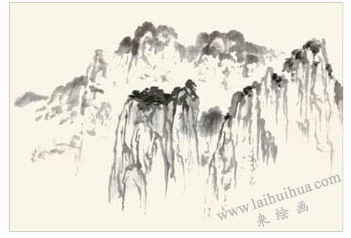 连绵的山峦国画画法  步骤三