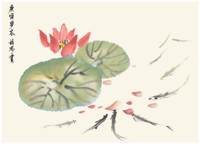荷塘荷花的国画画法