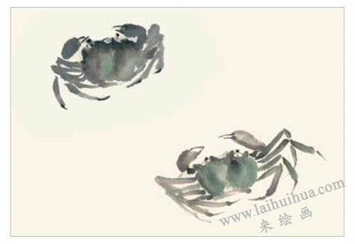 螃蟹的国画画法  步骤一