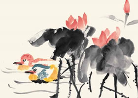 鸳鸯戏水的国画画法