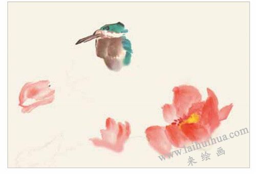 翠鸟的国画画法 步骤二
