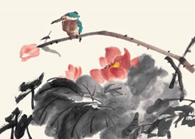 翠鸟的国画画法