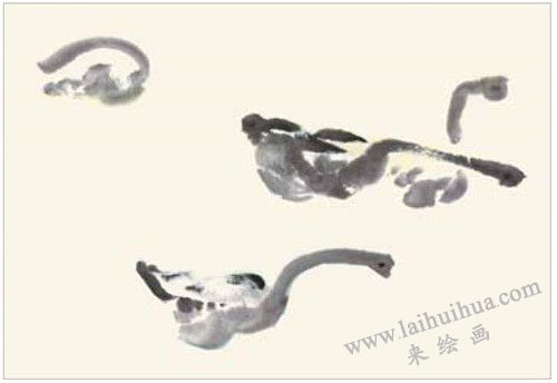 自在的天鹅国画画法 步骤二