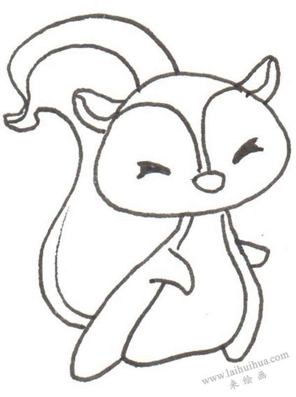 松鼠尾巴和身子的画法