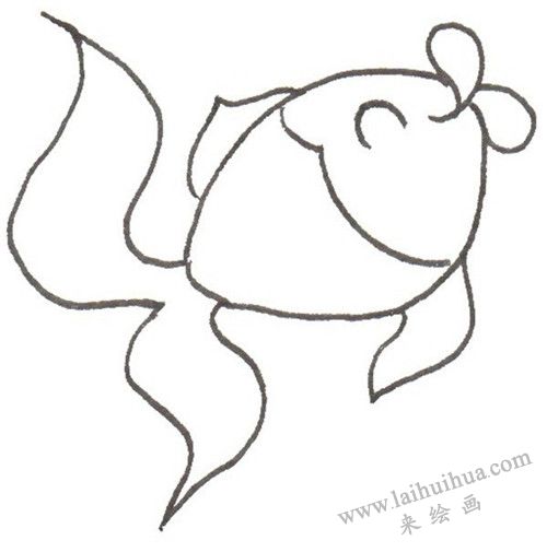 小金鱼的卡通画画法步骤一