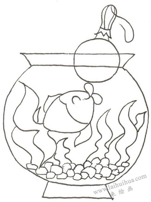画一些水草  金鱼卡通画