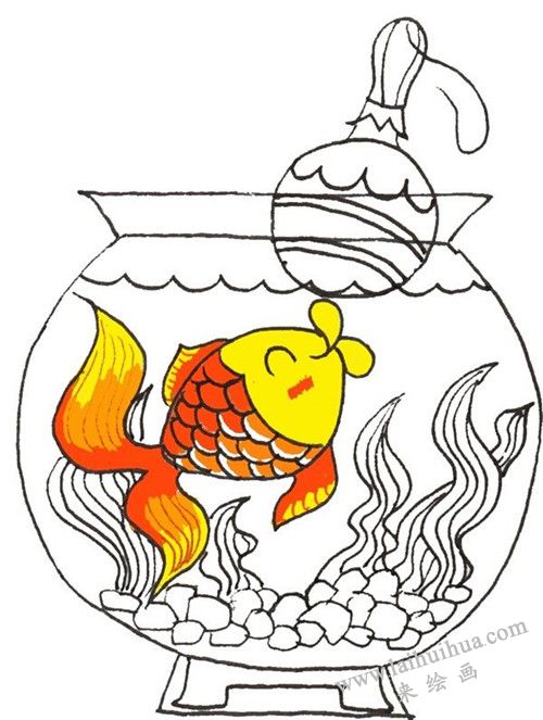 上色 金鱼卡通画