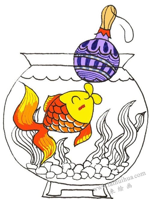 金鱼卡通画画法步骤