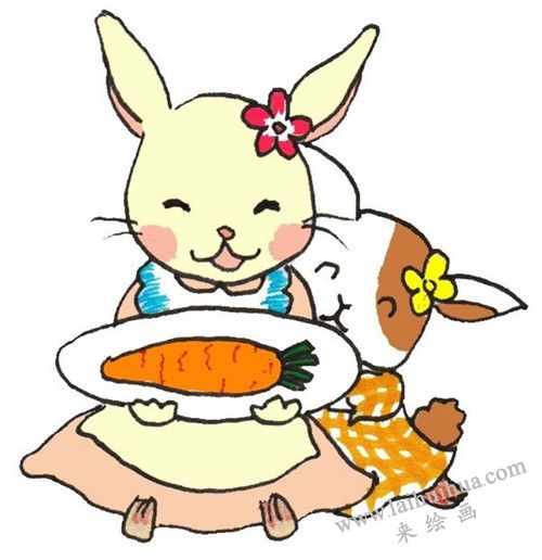 小白兔卡通画画法