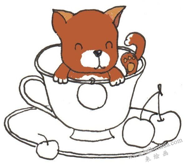 咖啡色的茶杯犬
