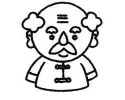 爷爷简笔画画法步骤二