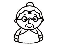 奶奶简笔画画法步骤三