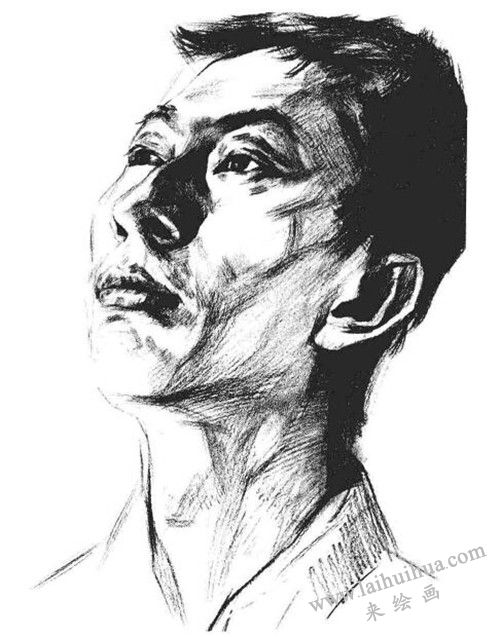 侧光线男青年肖像头像素描 步骤七