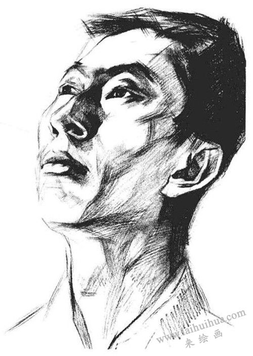 侧光线男青年肖像头像素描 步骤六