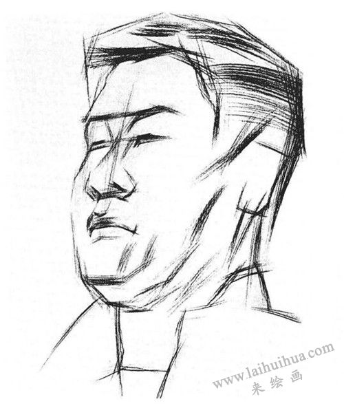 四分之三男青年肖像素描画法步骤 二