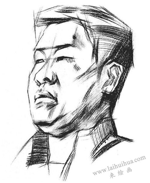 四分之三男青年肖像素描画法步骤 三
