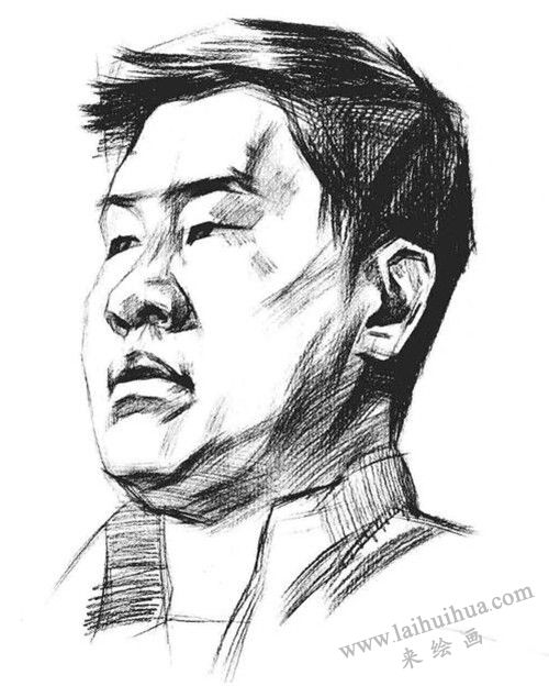 四分之三男青年肖像素描画法步骤 四
