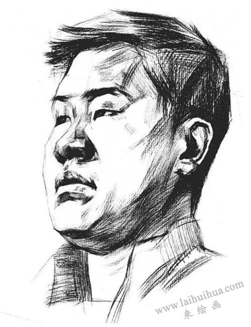 四分之三男青年肖像素描画法步骤 五