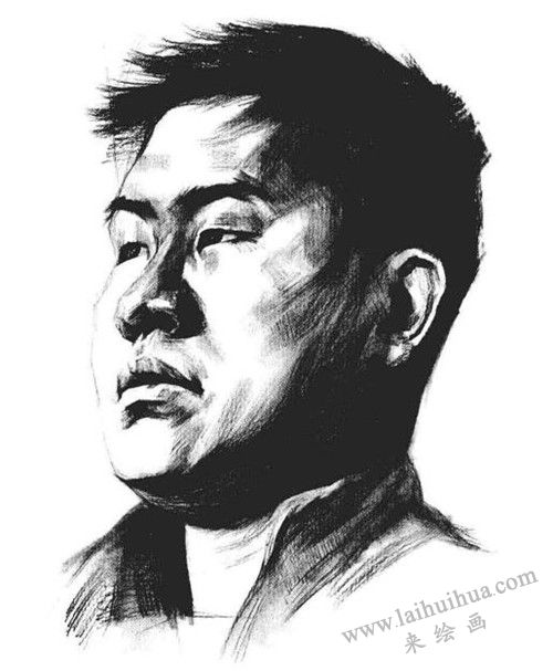 四分之三男青年肖像素描画法步骤 七