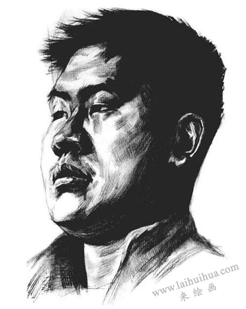 四分之三男青年肖像素描画法步骤 八